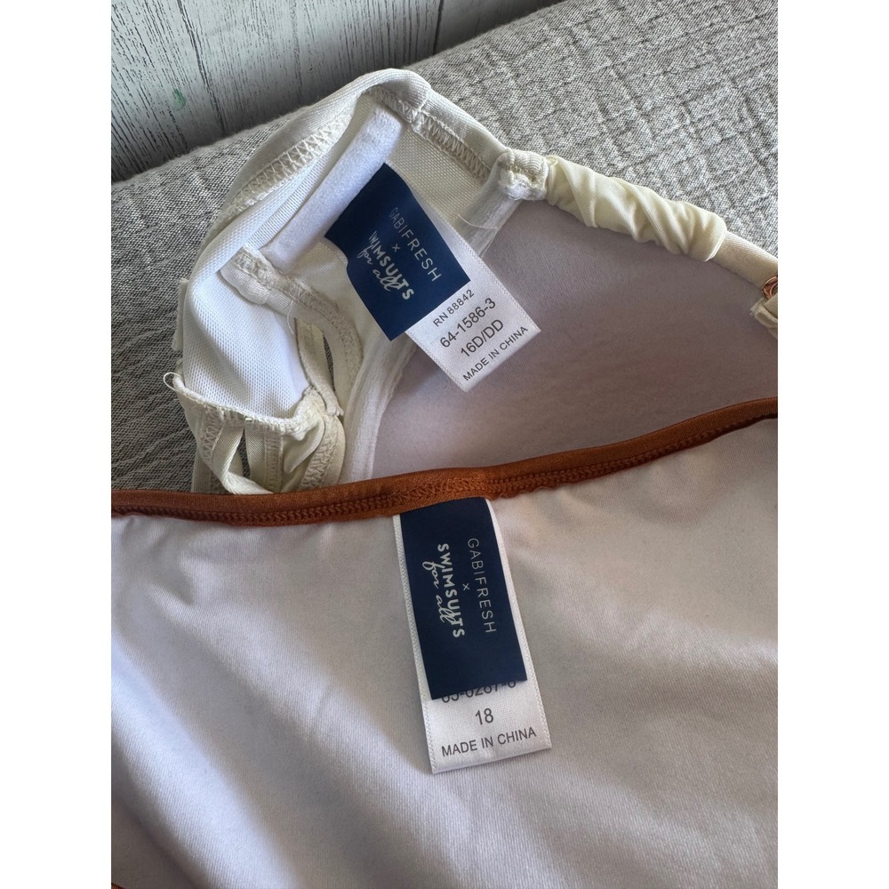GabiFresh x Swimsuits For All Bikini Set Cream Rust Orange 16D/DD Top 18 Bottom - Picture 6 of 6